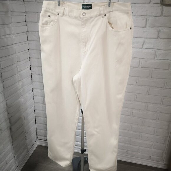 Lauren Jeans Co. Ralph Lauren Ladies Size 18W Cream Straight Leg Pants - Picture 1 of 12
